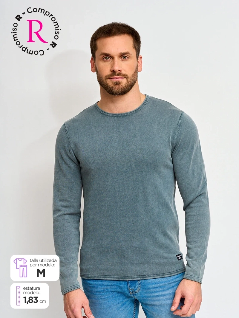 SWEATER HOMBRE BARBADOS ALGODÓN CREW NECK LAVADO - 1