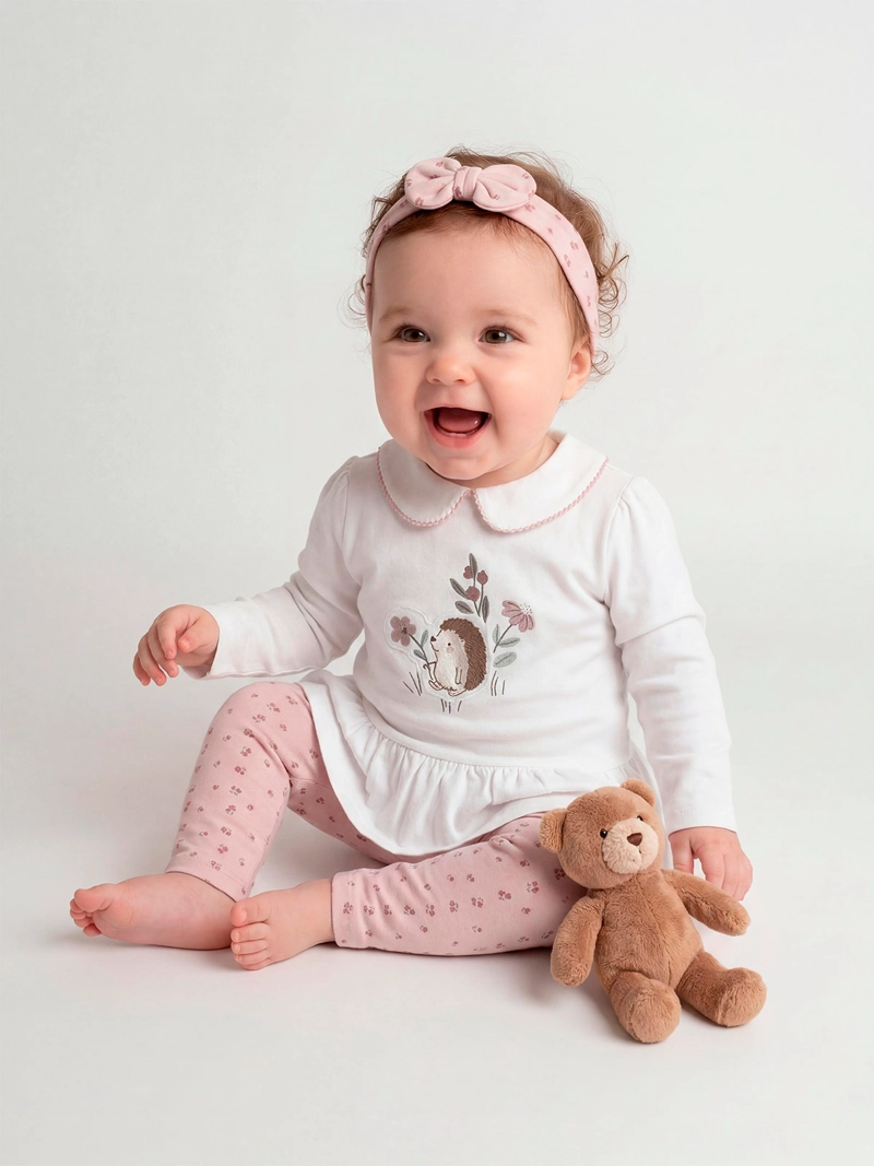 CONJUNTO POLERA + CALZA NIÑA BABY HARVEST ALGODÓN  - 1