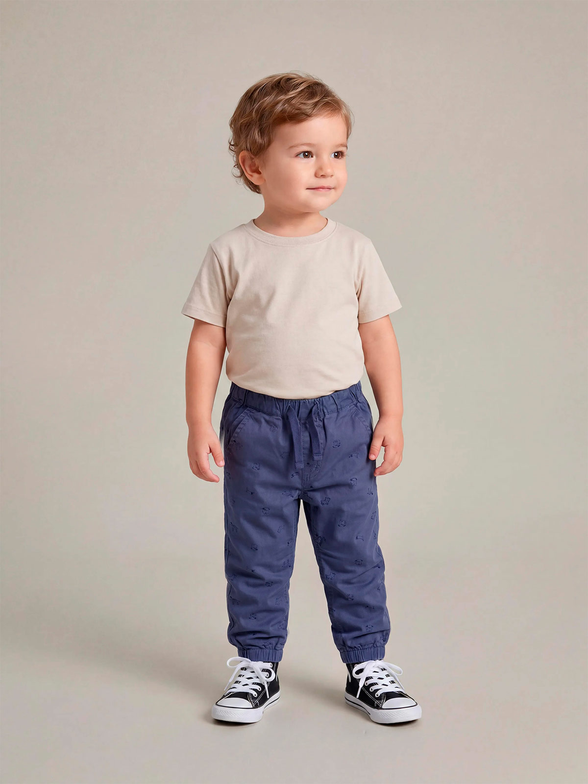 PANTALÓN NIÑO BABY HARVEST ALGODÓN ANCHO AMARRAS - 1