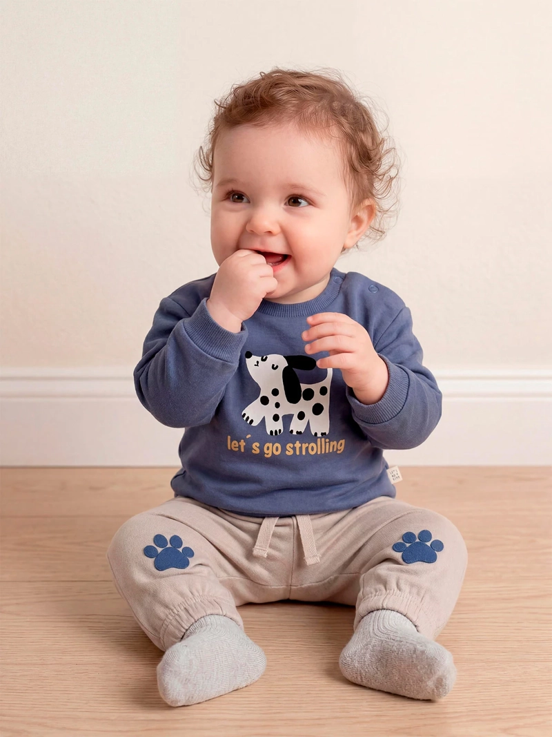 CONJUNTO POLERÓN + PANTALÓN DE BUZO NIÑO BABY HARVEST ALGODÓN  - 1