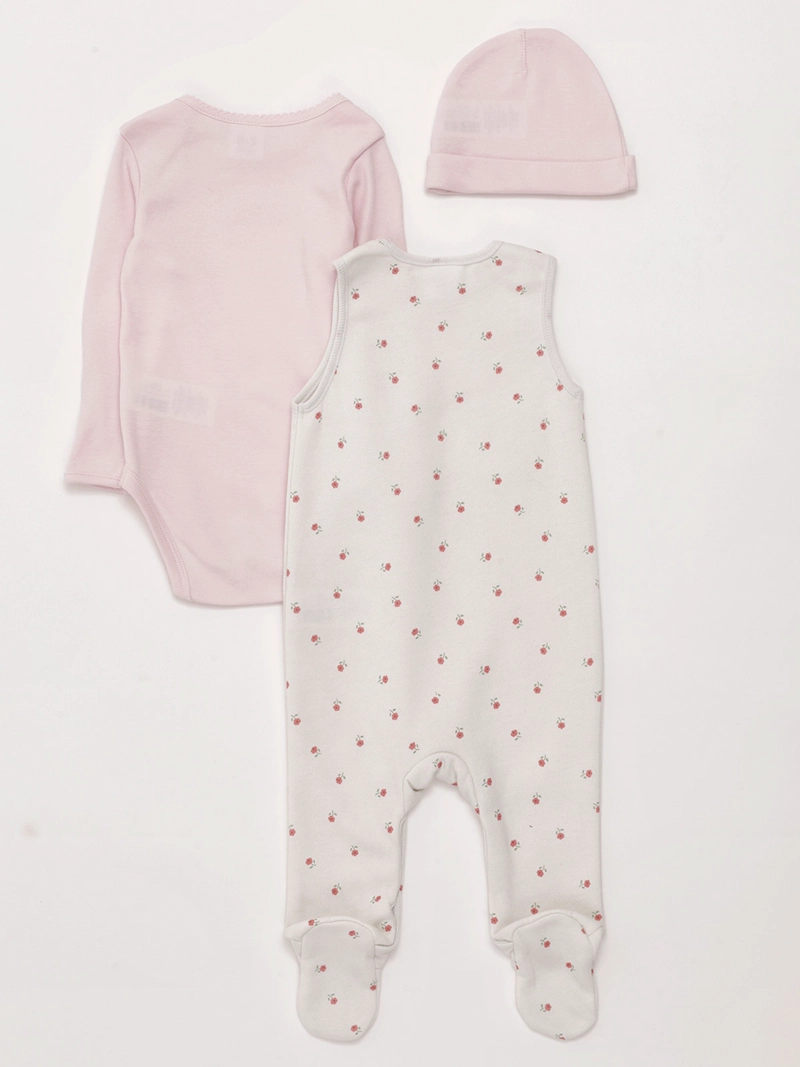 CONJUNTO JARDINERA + PATITAS + BODY NIÑA BABY HARVEST ALGODÓN - 2
