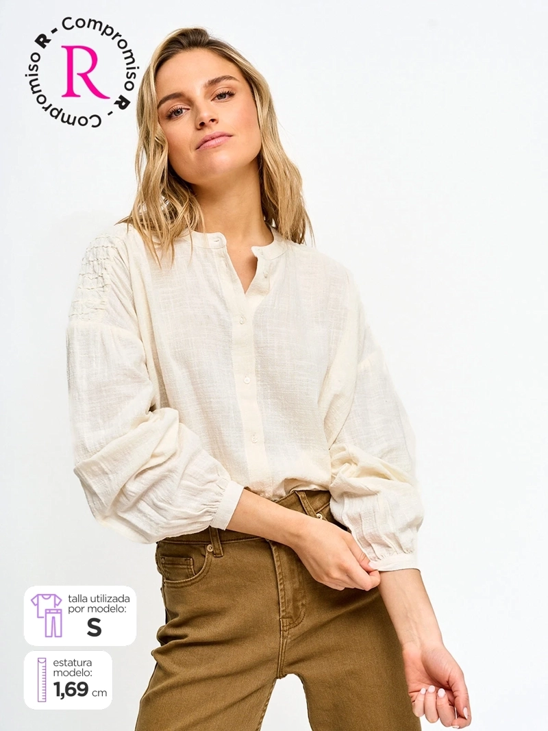 BLUSA MUJER PEPE JEANS ALGODÓN HOMBRO RECOGIDO - 1