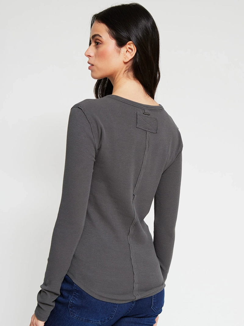 POLERA MUJER BARBADOS ALGODÓN ABOTONADA RIB - 3