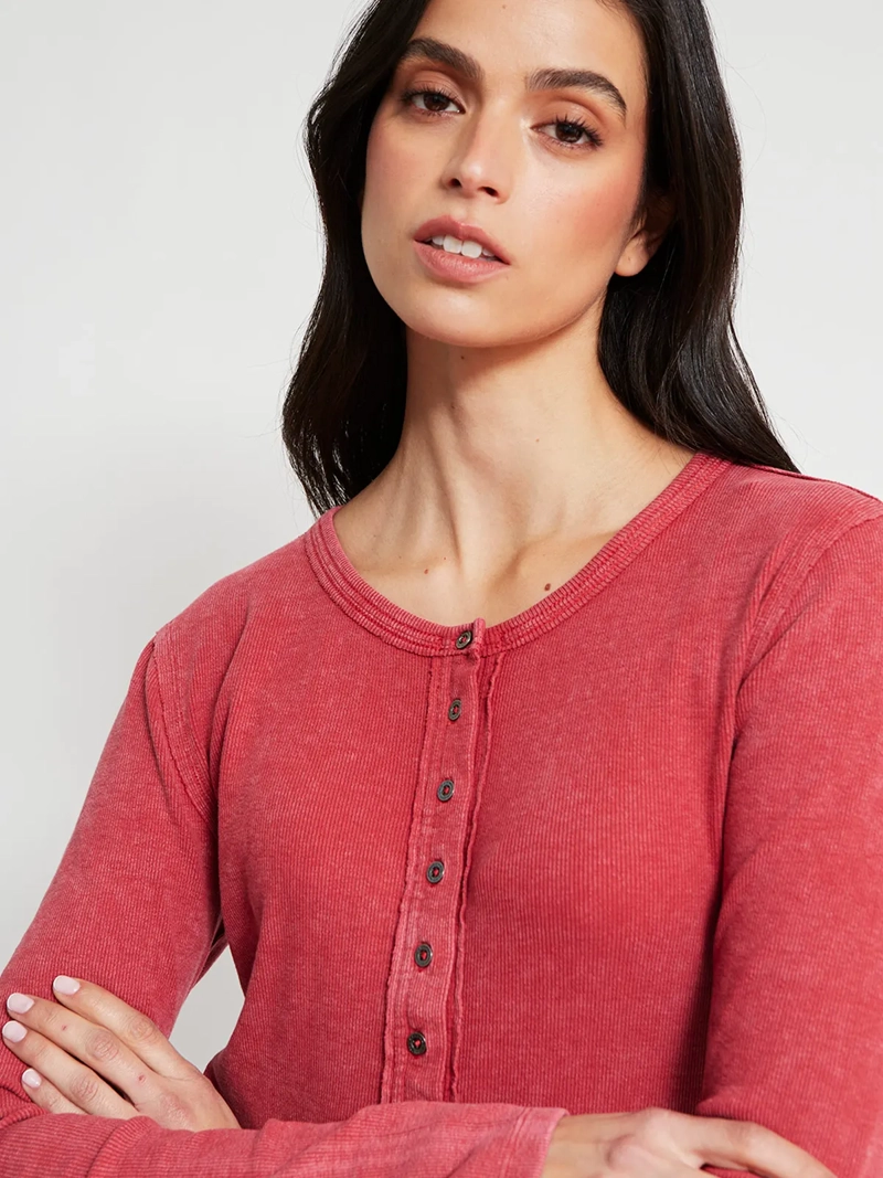 POLERA MUJER BARBADOS ALGODÓN ABOTONADA RIB - 4
