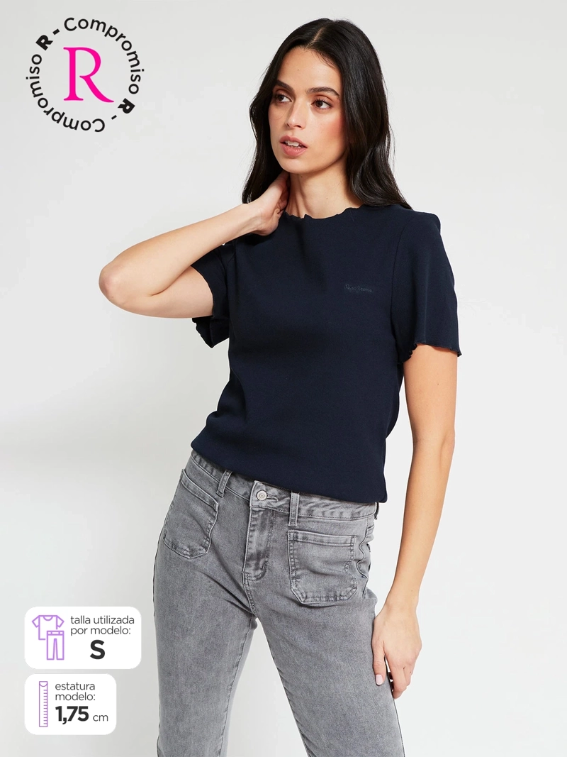 POLERA MUJER PEPE JEANS ALGODÓN RIB - 1