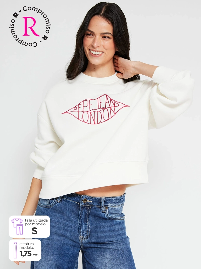 POLERÓN MUJER PEPE JEANS ALGODÓN BORDADO - 1