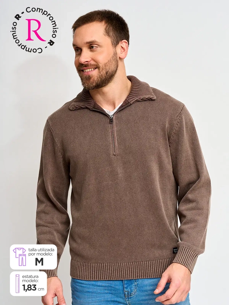SWEATER HOMBRE BARBADOS ALGODÓN HALF ZIPPER - 1