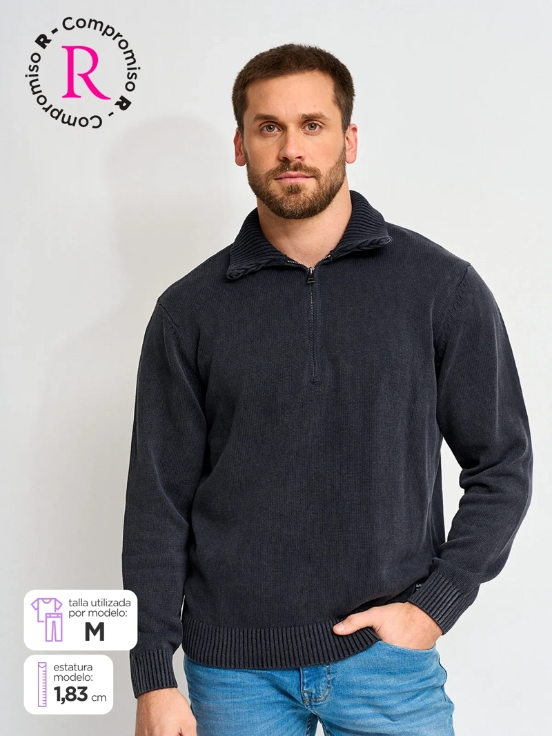 SWEATER HOMBRE BARBADOS ALGODÓN HALF ZIPPER - 1