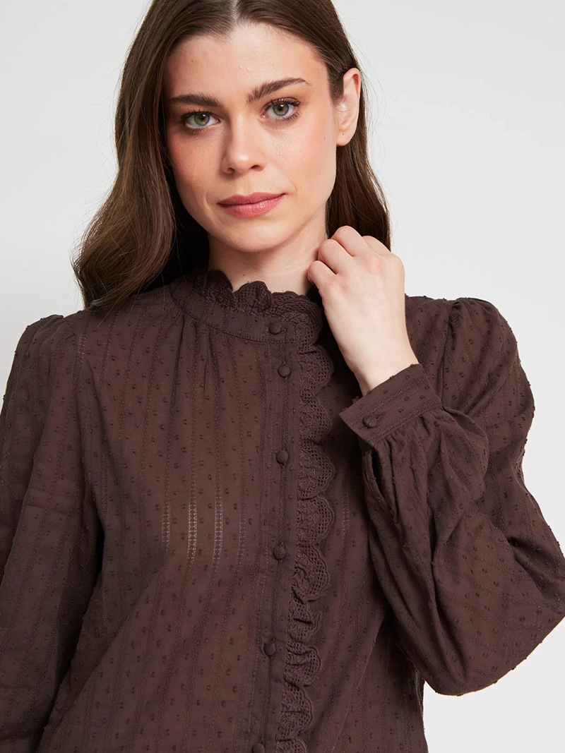 BLUSA MUJER TATIENNE ALGODÓN CUELLO ALTO MANGA LARGA - 4