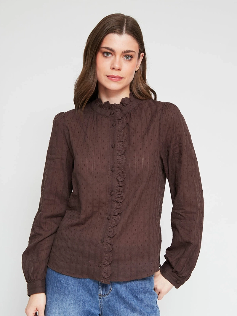 BLUSA MUJER TATIENNE ALGODÓN CUELLO ALTO MANGA LARGA - 2