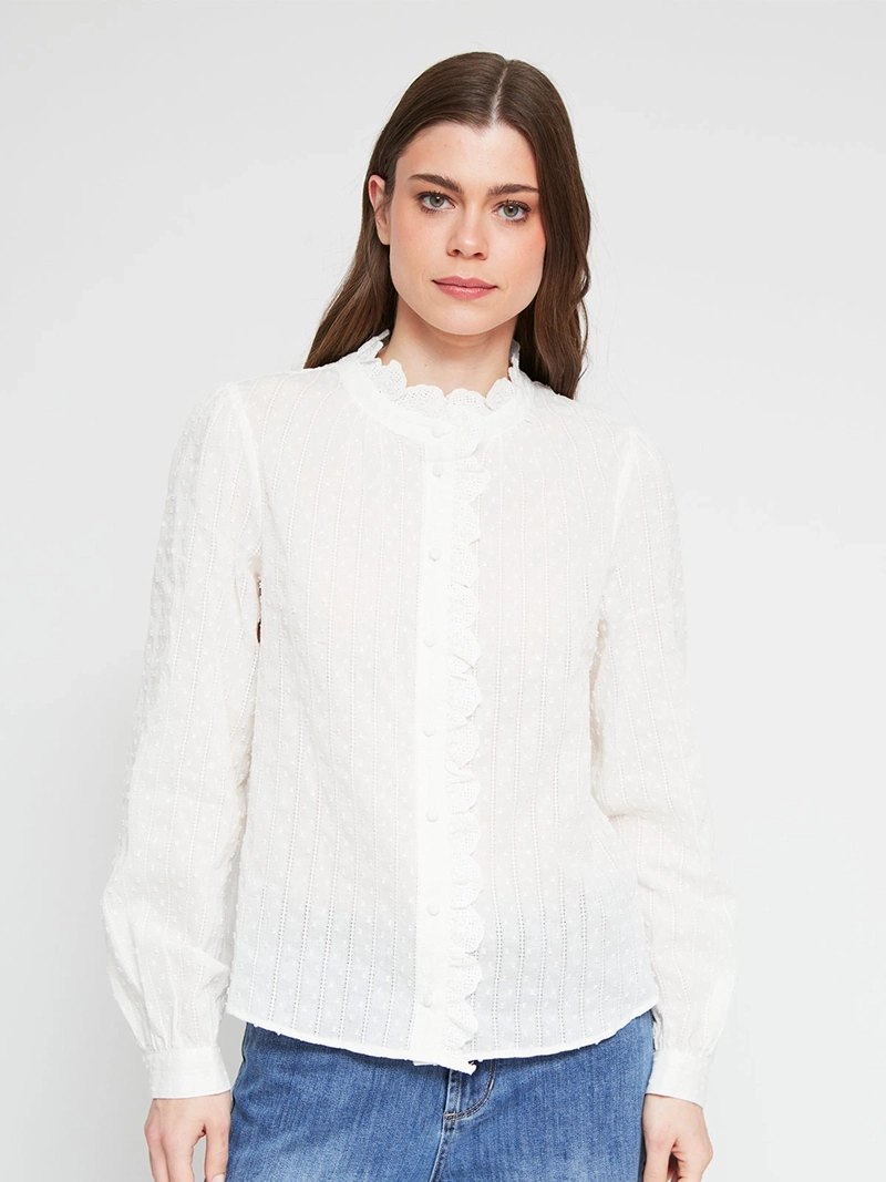 BLUSA MUJER TATIENNE ALGODÓN CUELLO ALTO MANGA LARGA - 2