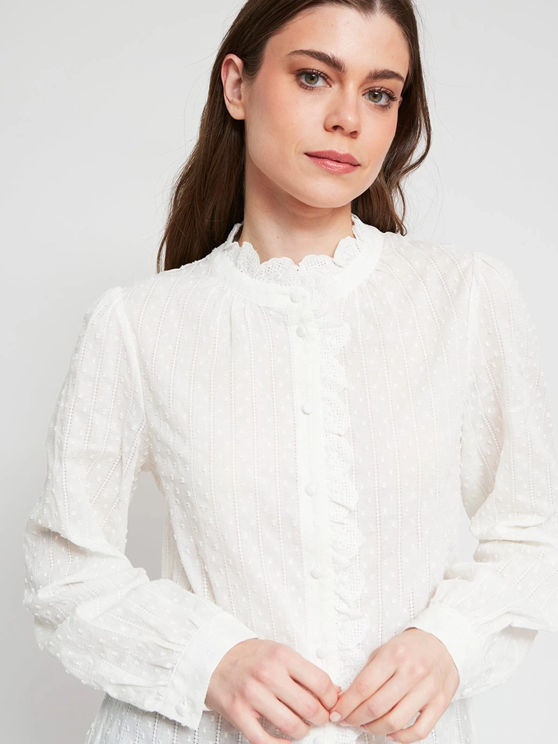 BLUSA MUJER TATIENNE ALGODÓN CUELLO ALTO MANGA LARGA - 4
