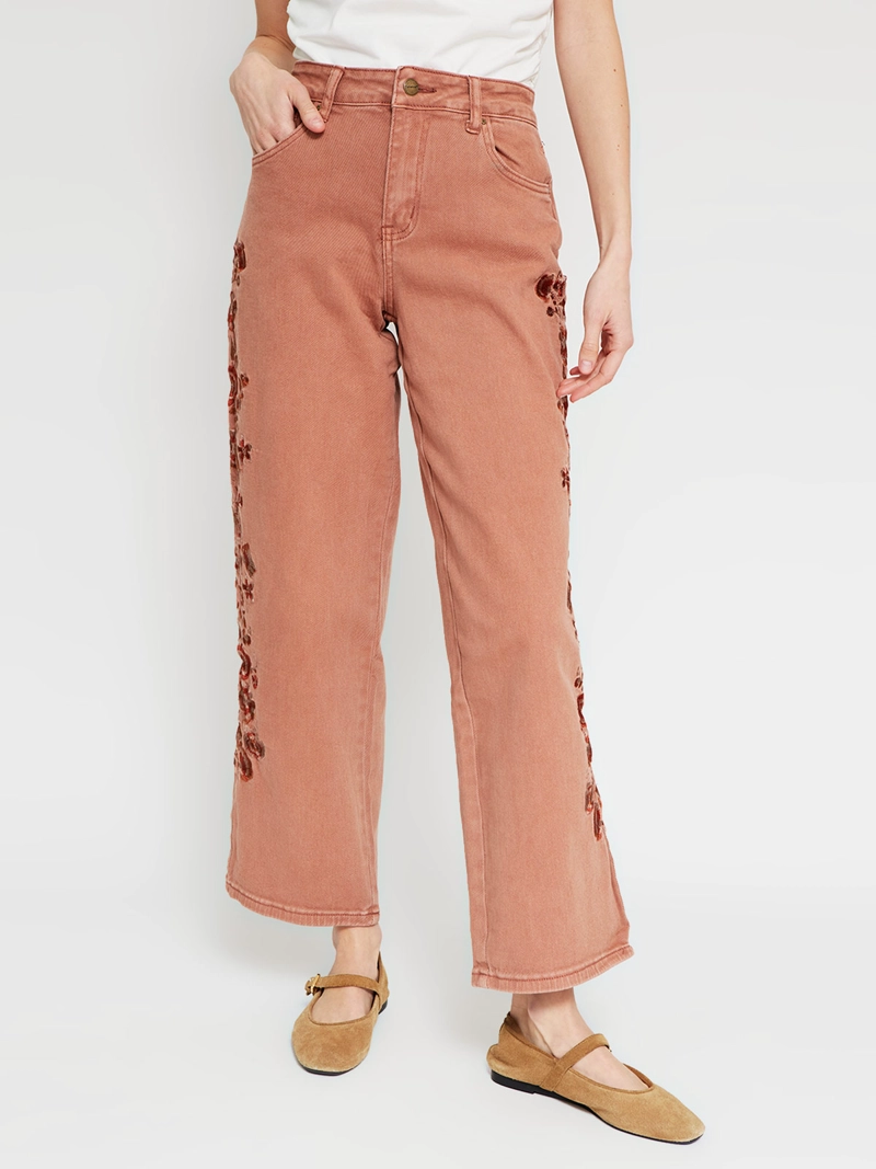 PANTALÓN MUJER TATIENNE ALGODÓN BARREL BORDADO - 2
