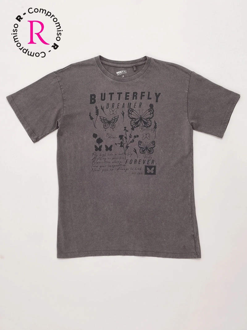 POLERA NIÑA INDEX TEEN ALGODÓN MANGA CORTA OVERSIZE - 3