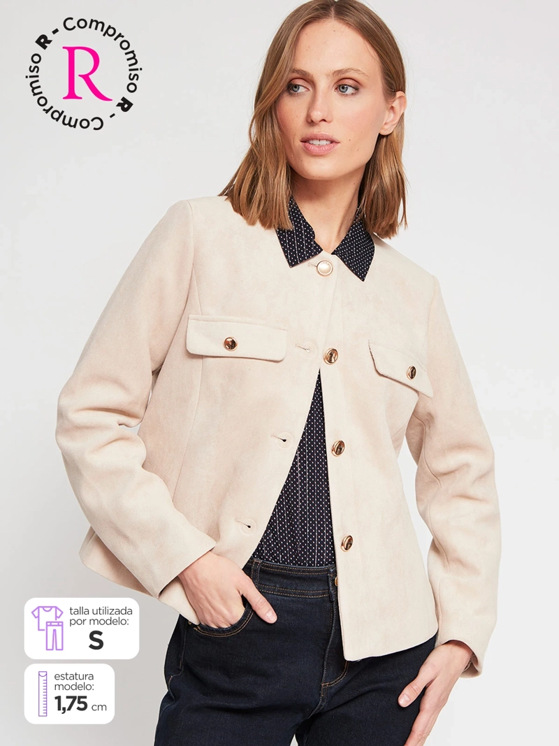 CHAQUETA MUJER CACHAREL TIPO GAMUZA - 1