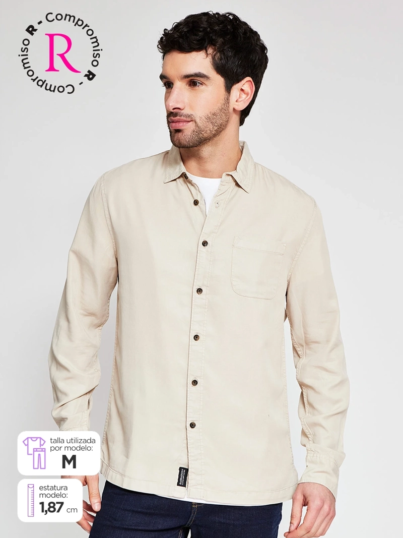 CAMISA HOMBRE BARBADOS MANGA LARGA LISA - 1