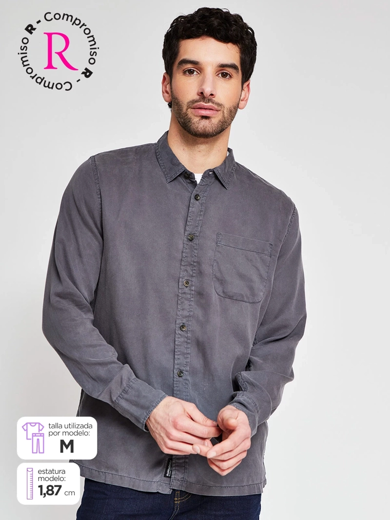 CAMISA HOMBRE BARBADOS MANGA LARGA LISA - 1