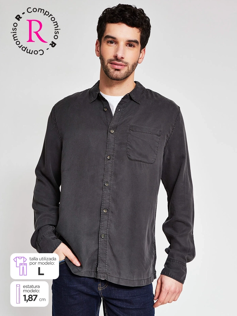 CAMISA HOMBRE BARBADOS MANGA LARGA LISA - 1