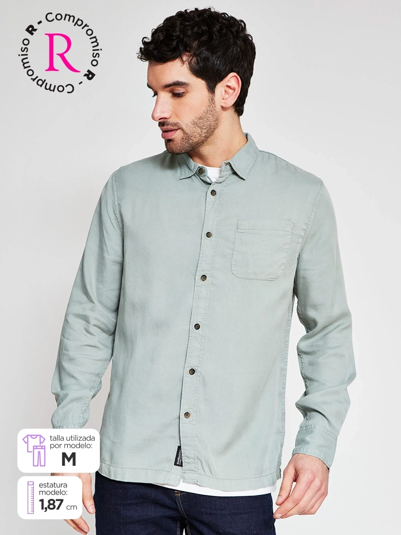CAMISA HOMBRE BARBADOS MANGA LARGA LISA - 1