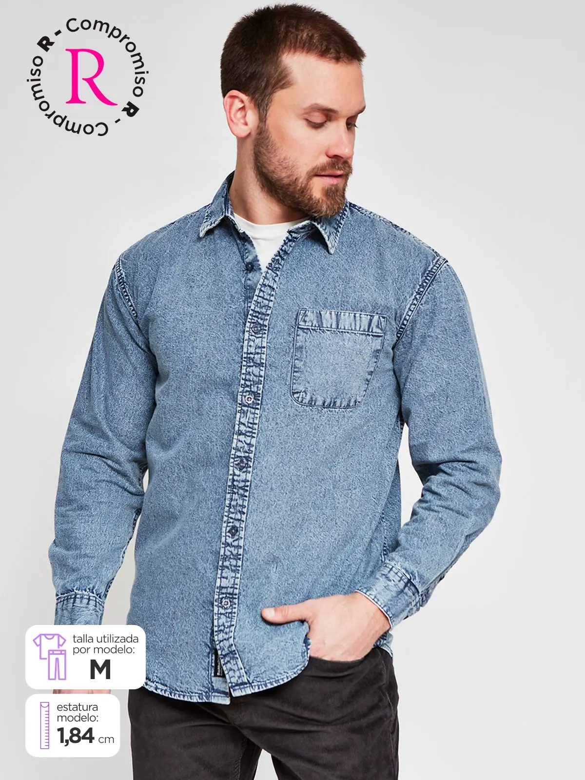 CAMISA HOMBRE BARBADOS ALGODÓN MANGA LARGA DENIM