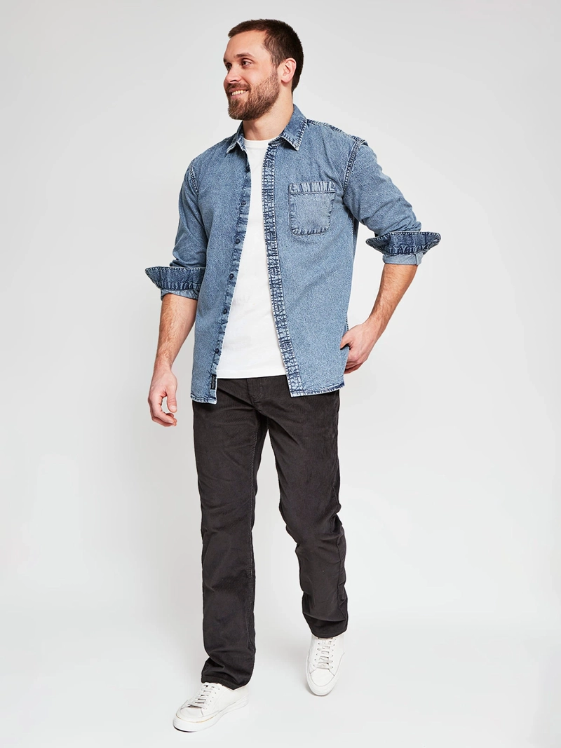 CAMISA HOMBRE BARBADOS ALGODÓN MANGA LARGA DENIM - 4