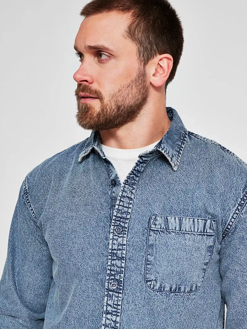 CAMISA HOMBRE BARBADOS ALGODÓN MANGA LARGA DENIM - 3