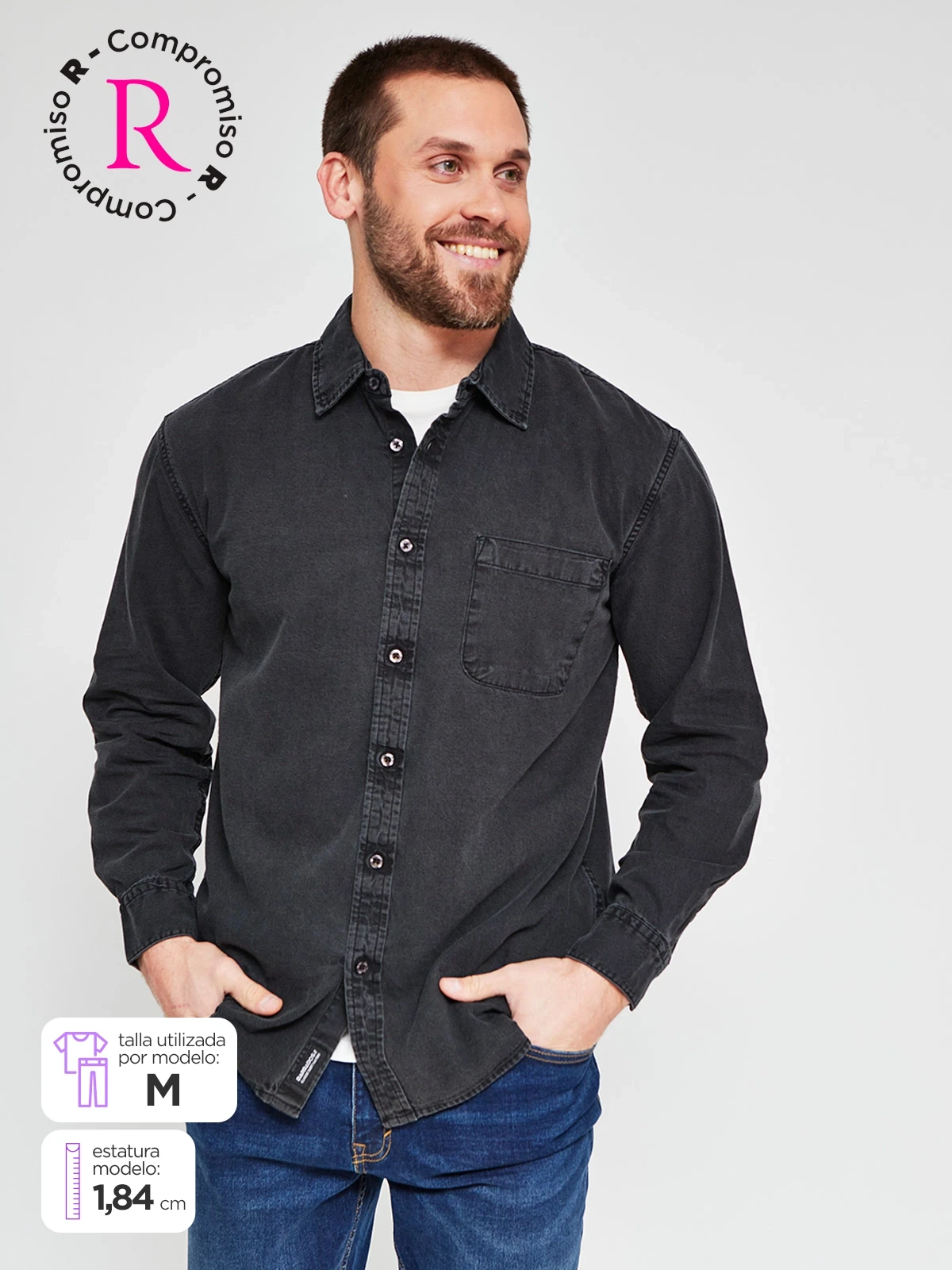 CAMISA HOMBRE BARBADOS ALGODÓN MANGA LARGA DENIM
