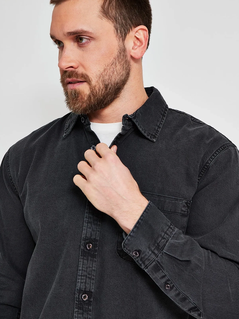 CAMISA HOMBRE BARBADOS ALGODÓN MANGA LARGA DENIM - 3