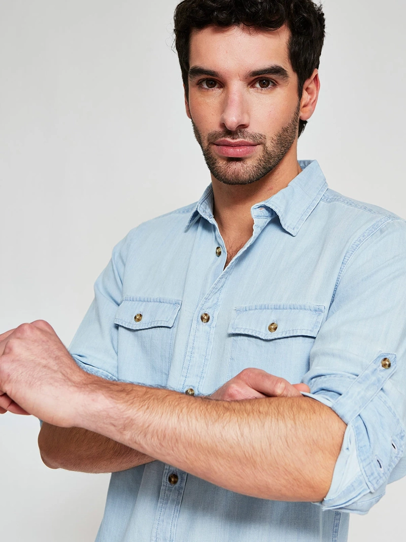CAMISA HOMBRE ROBERT LEWIS ALGODÓN MANGA LARGA JASPEADA - 3