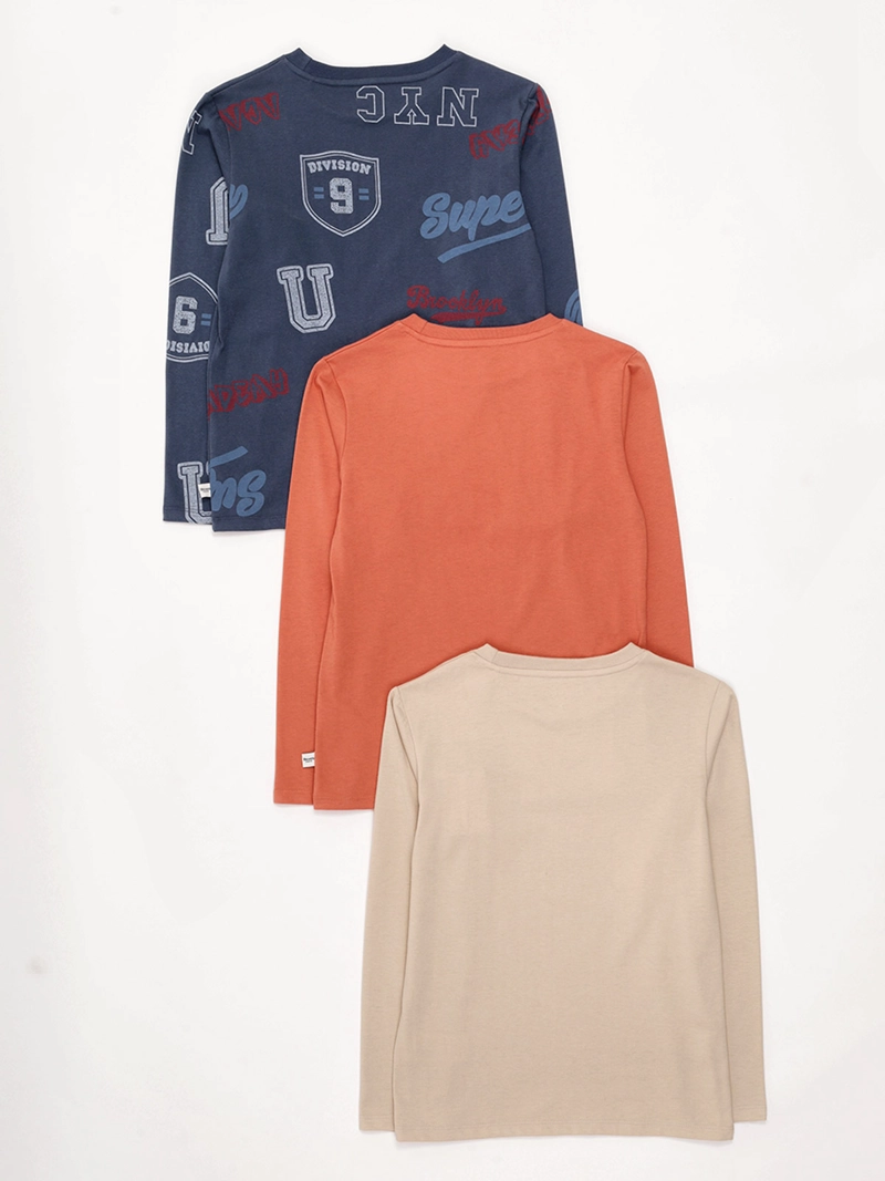 PACK X3 POLERA NIÑO HARVEST ALGODÓN MANGA LARGA - 2