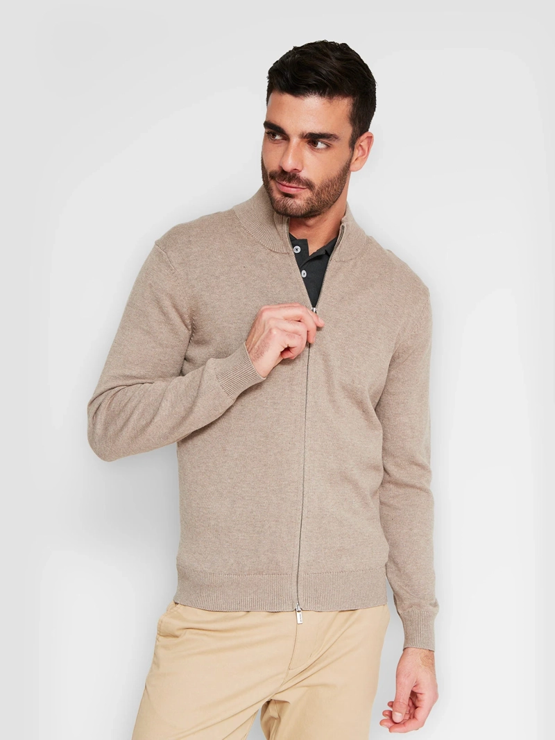 SWEATER HOMBRE CACHAREL ALGODÓN TEXTURA CIERRE - 1