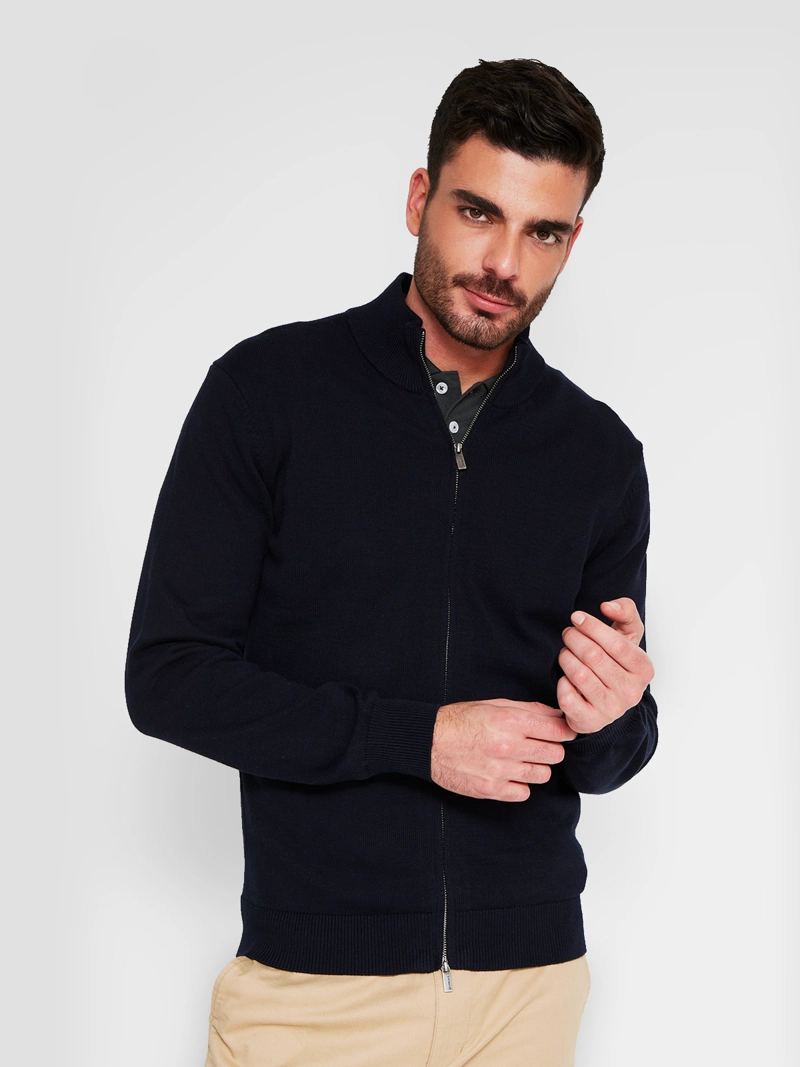 SWEATER HOMBRE CACHAREL ALGODÓN TEXTURA CIERRE