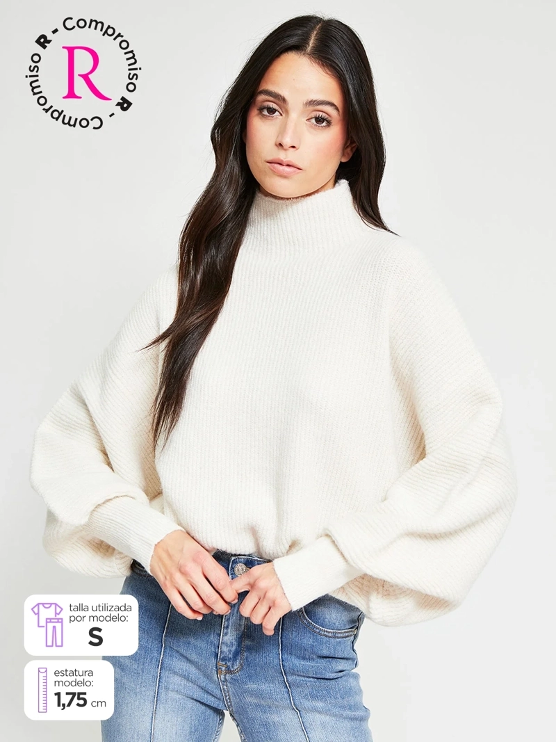 SWEATER MUJER INDEX MANGA LARGA GLOBO - 2