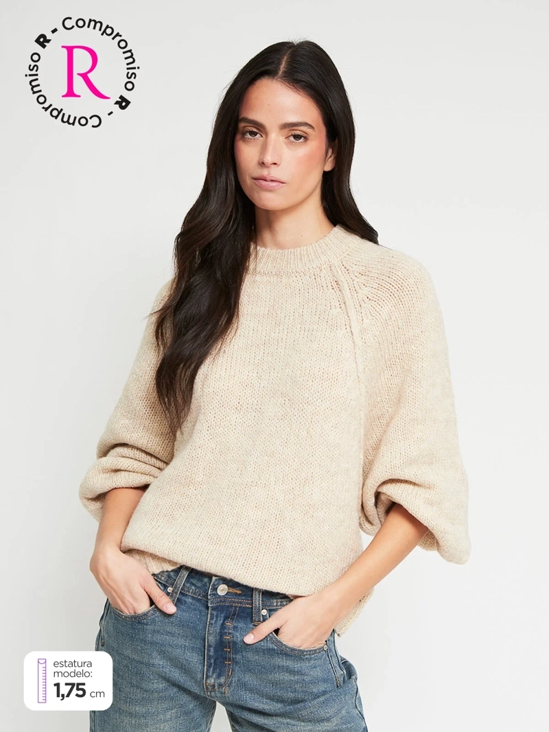 SWEATER MUJER INDEX MANGA LARGA BÁSICO - 1