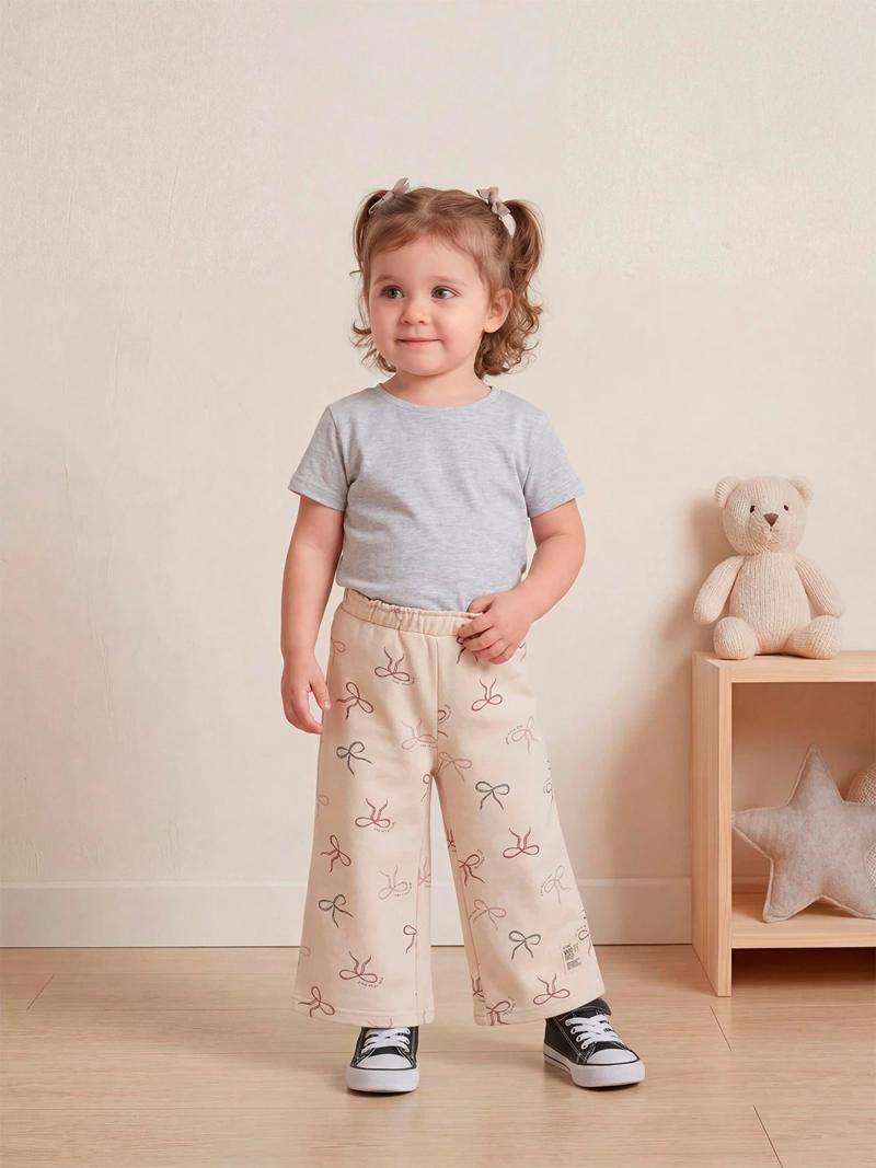 PANTALÓN DE BUZO NIÑA BABY HARVEST ALGODÓN ANCHO - 1