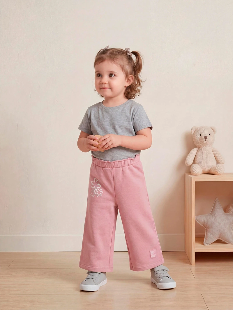 PANTALÓN DE BUZO NIÑA BABY HARVEST ALGODÓN ANCHO - 1