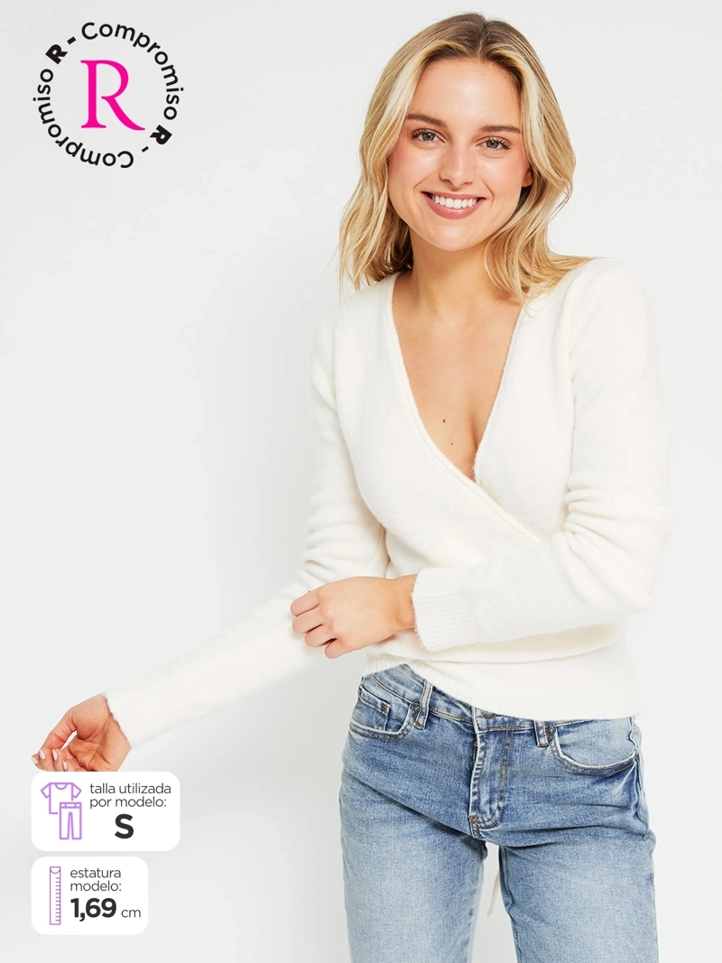 SWEATER MUJER INDEX MANGA LARGA CRUZADO - 1