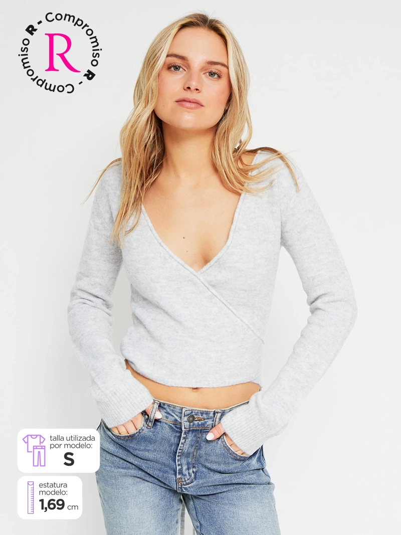 SWEATER MUJER INDEX MANGA LARGA CRUZADO - 1