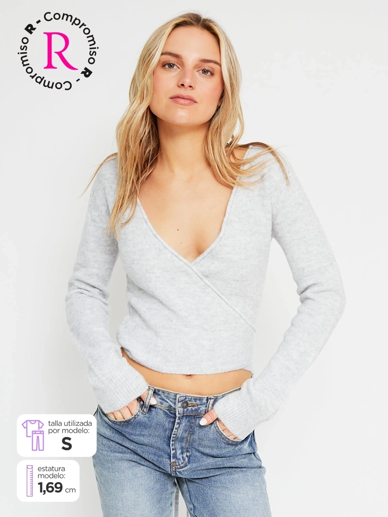 SWEATER MUJER INDEX MANGA LARGA CRUZADO - 1