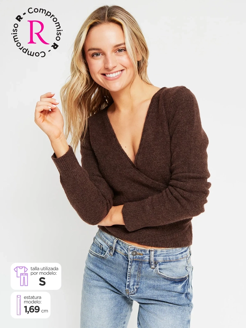 SWEATER MUJER INDEX MANGA LARGA CRUZADO - 1