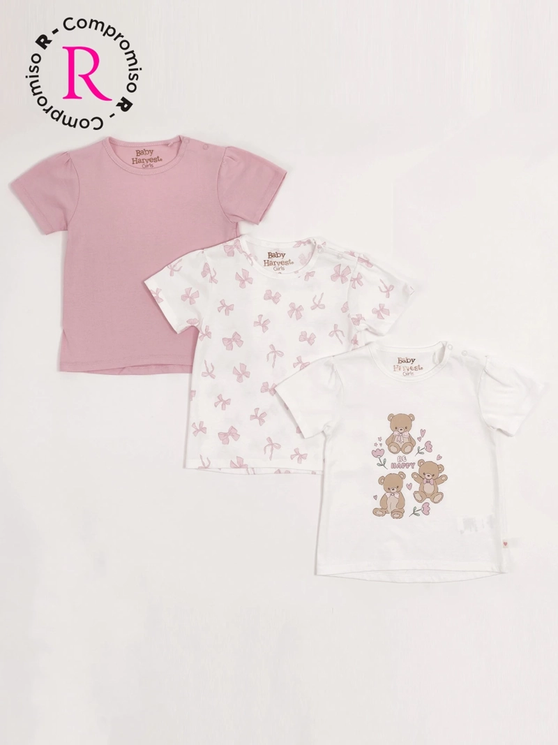 PACK X3 POLERA NIÑA BABY HARVEST ALGODÓN MANGA CORTA - 1