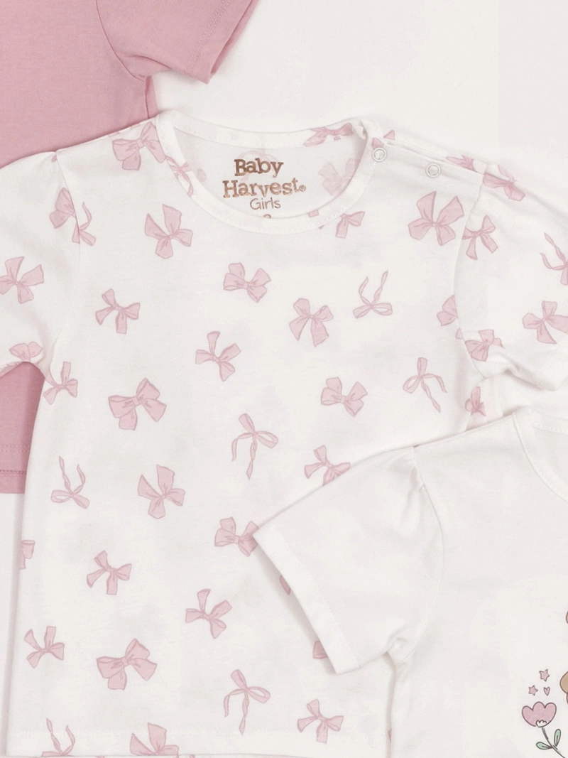 PACK X3 POLERA NIÑA BABY HARVEST ALGODÓN MANGA CORTA - 3