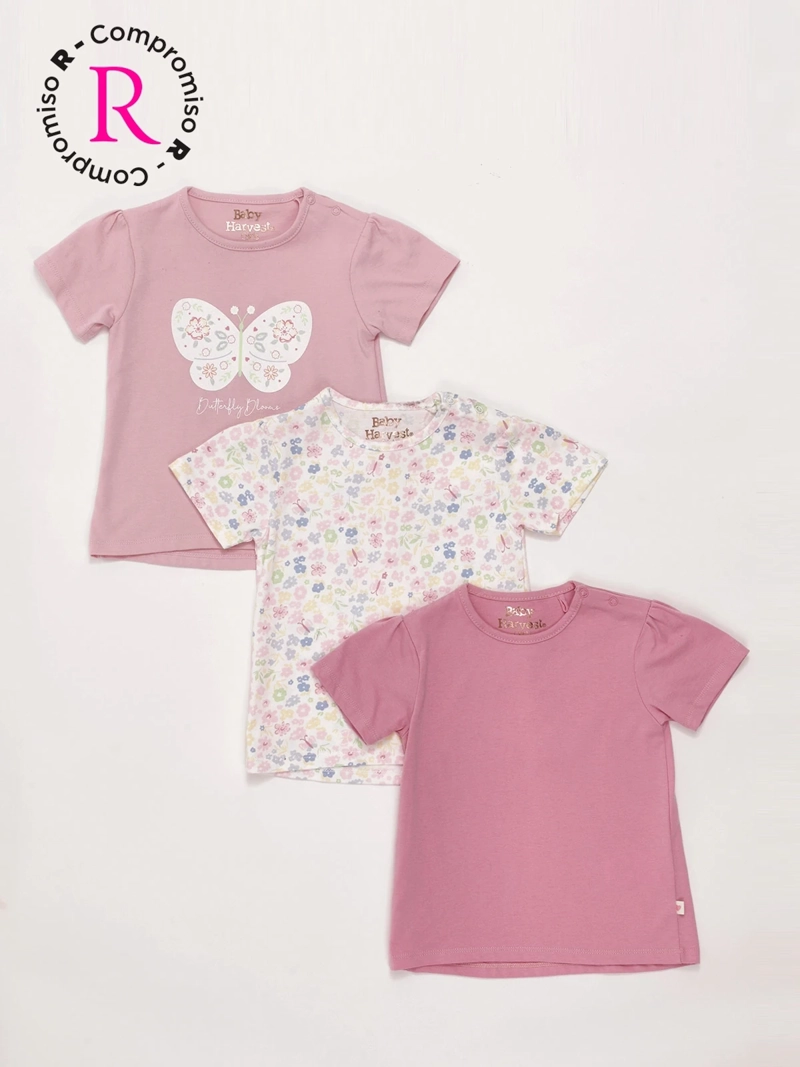 PACK X3 POLERA NIÑA BABY HARVEST ALGODÓN MANGA CORTA - 1