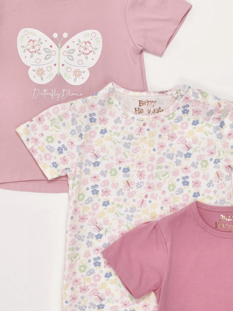 PACK X3 POLERA NIÑA BABY HARVEST ALGODÓN MANGA CORTA - 3