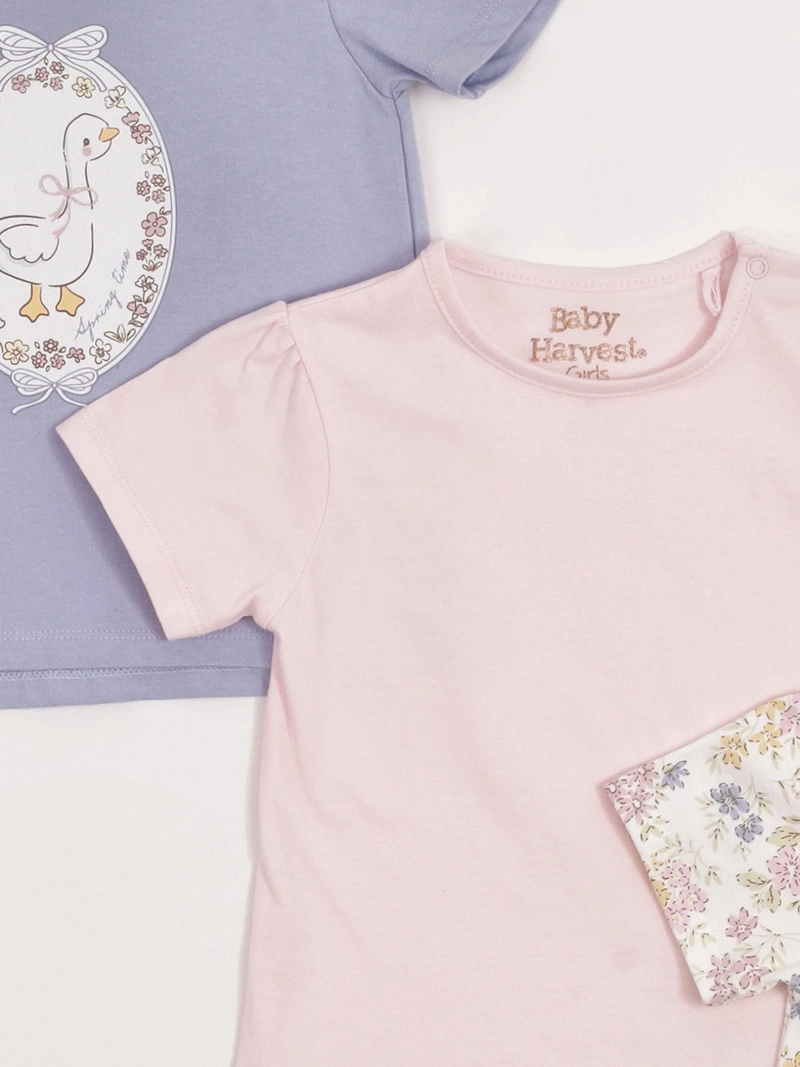 PACK X3 POLERA NIÑA BABY HARVEST ALGODÓN MANGA CORTA - 3