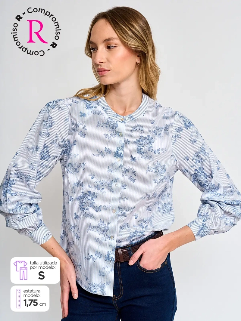 BLUSA MUJER REGATTA ALGODÓN CUELLO MAO MANGA LARGA - 1