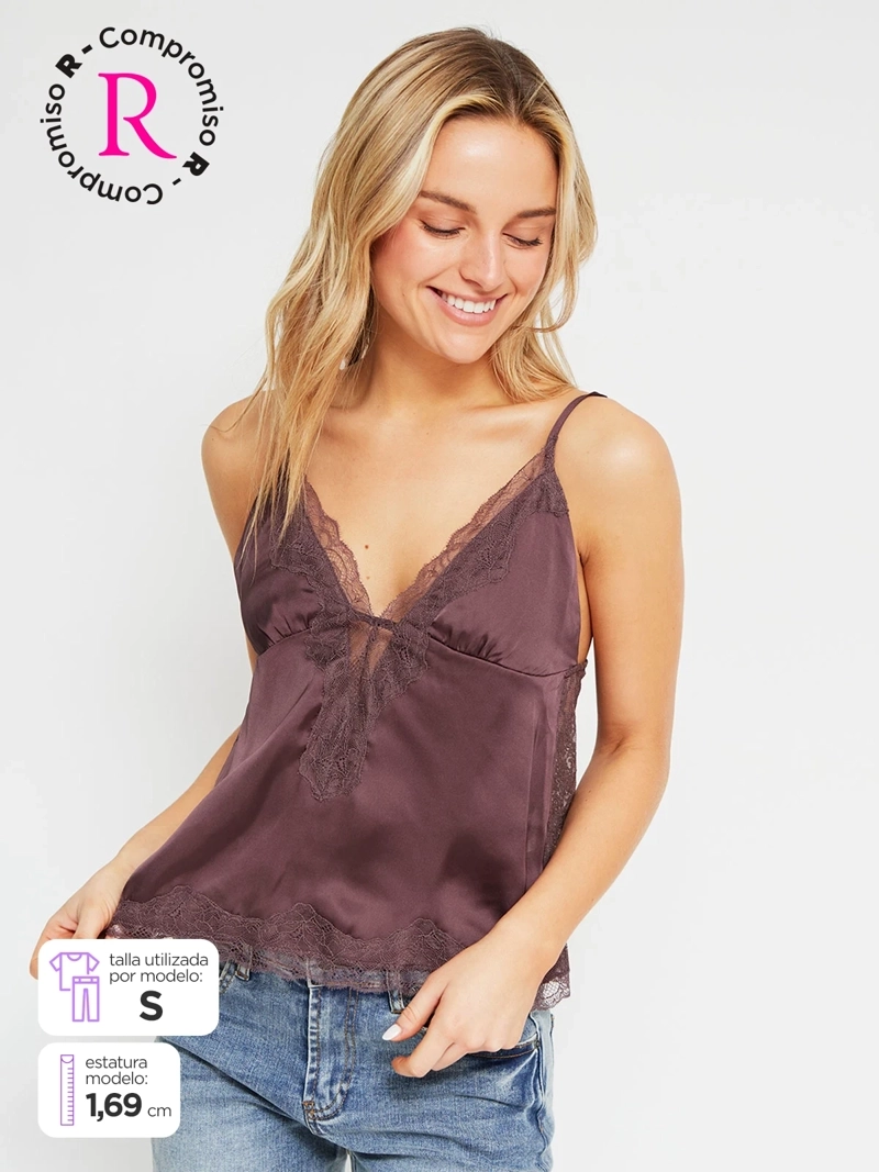 BLUSA MUJER INDEX SIN MANGAS ENCAJE