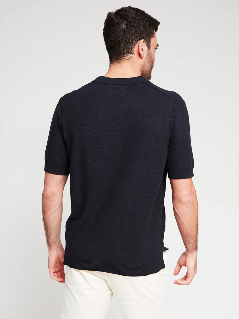 POLERA HOMBRE CACHAREL ALGODÓN CUELLO POLO MANGA CORTA TEJIDA - 2
