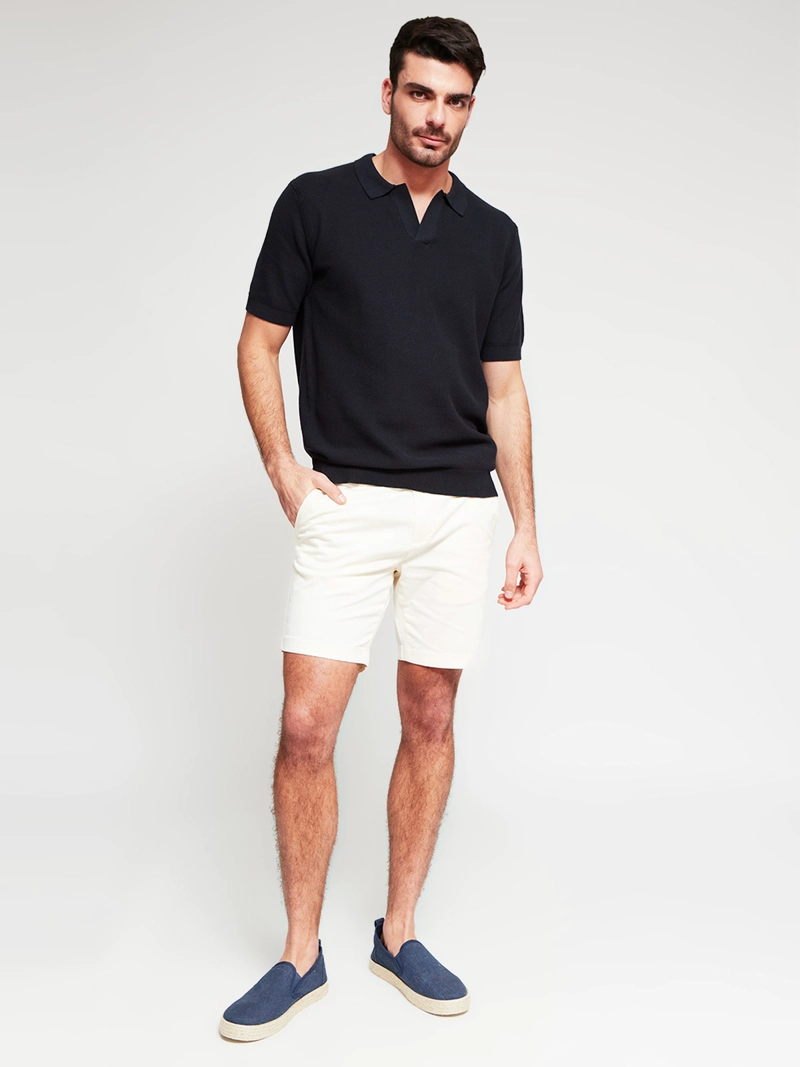 POLERA HOMBRE CACHAREL ALGODÓN CUELLO POLO MANGA CORTA TEJIDA - 4