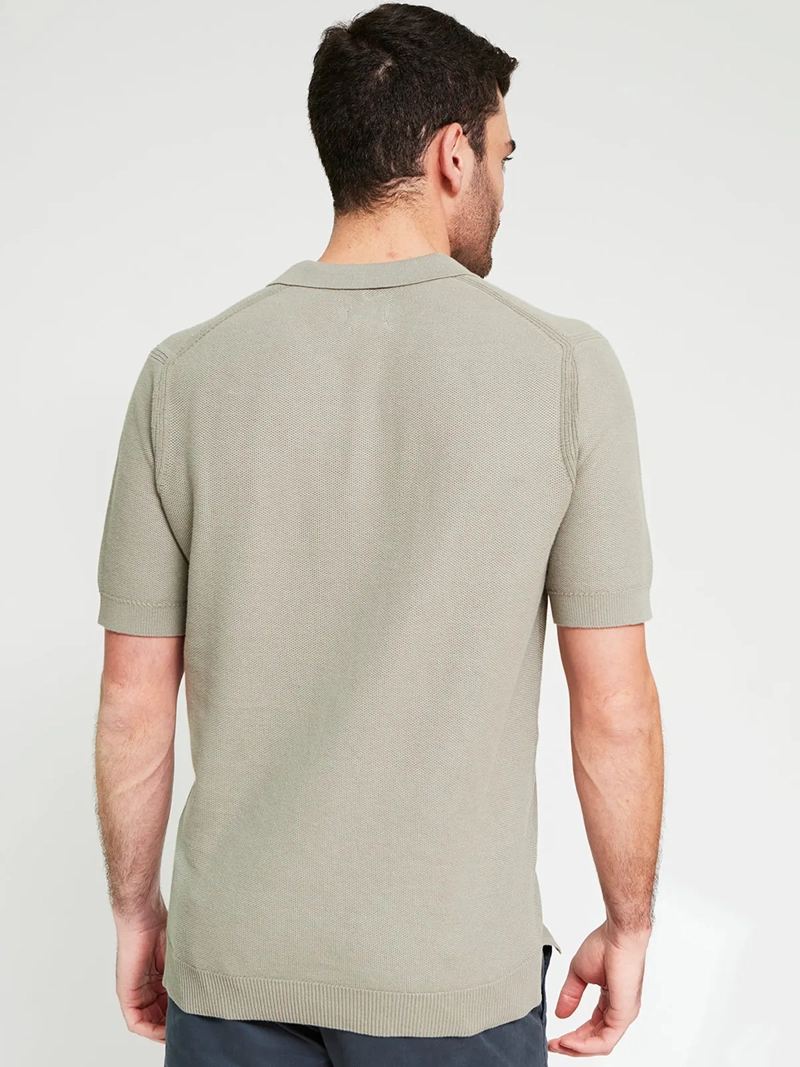 POLERA HOMBRE CACHAREL ALGODÓN CUELLO POLO MANGA CORTA TEJIDA - 2